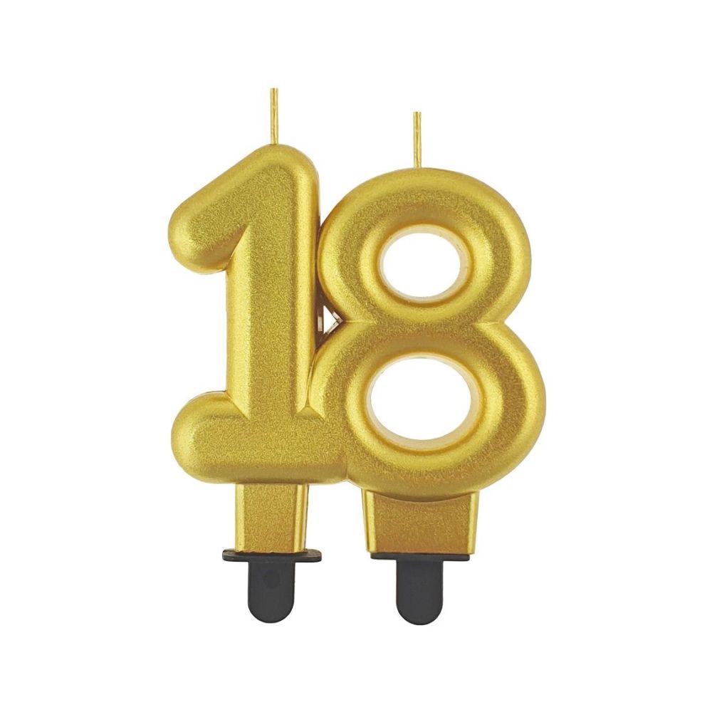 Birthday candle - GoDan - gold, number 18