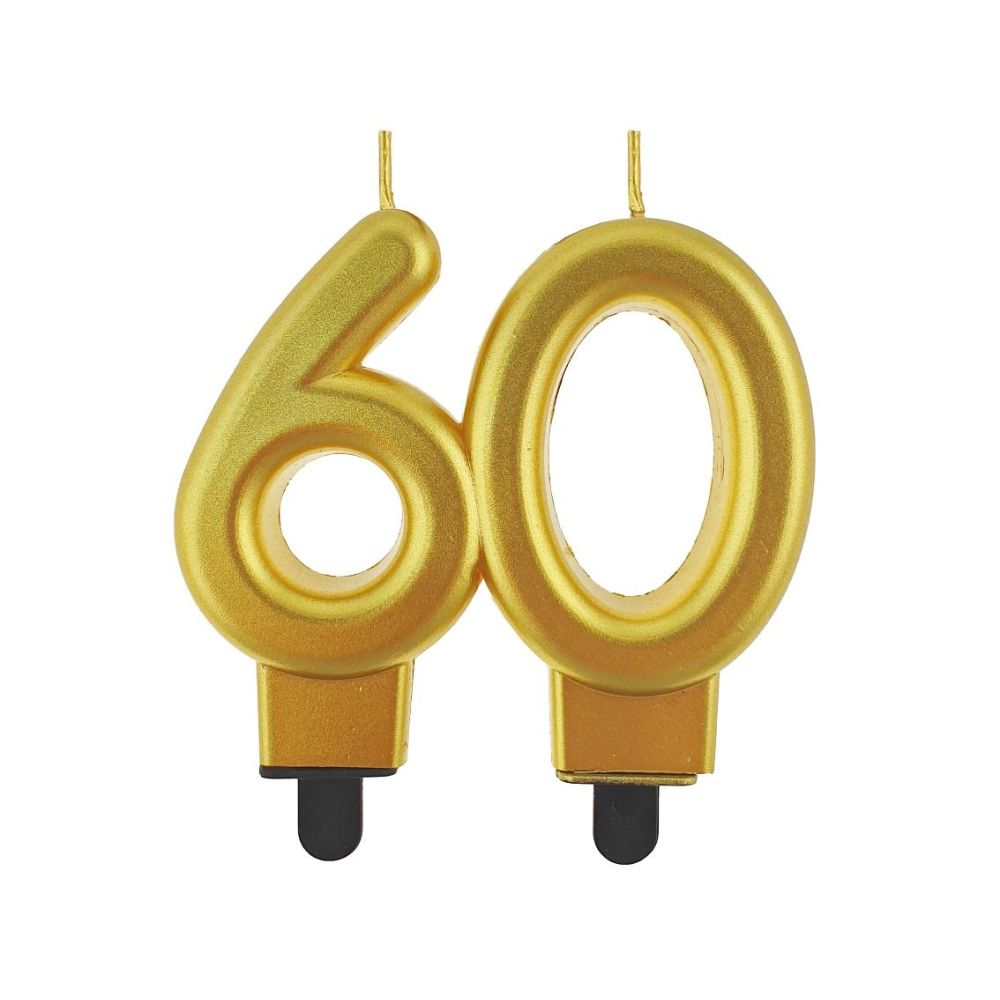 Birthday candle - GoDan - gold, number 60