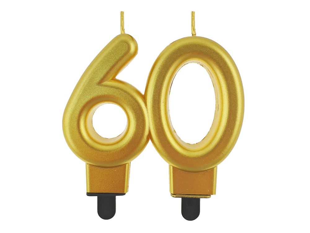 Birthday candle - GoDan - gold, number 60