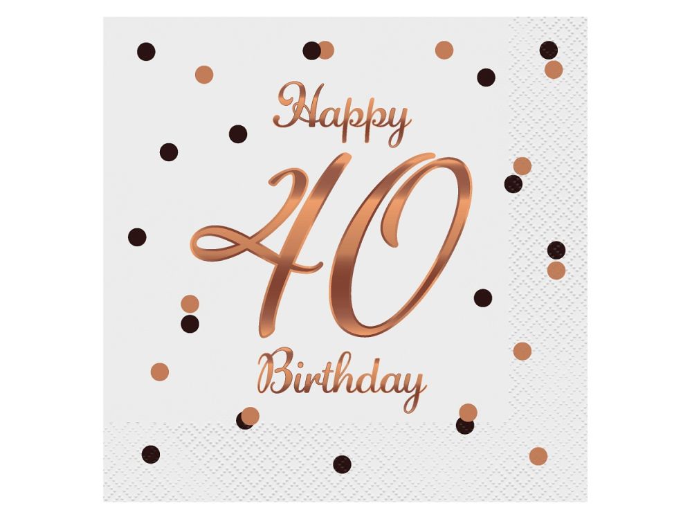 Serwetki urodzinowe - GoDan - Happy 40 Birthday, 20 szt.