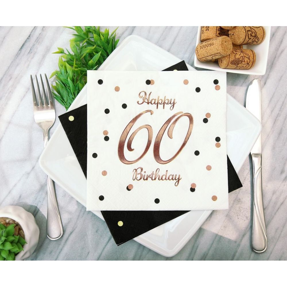 Paper Napkins - GoDan - Happy 60 Birthday, 20 pcs.