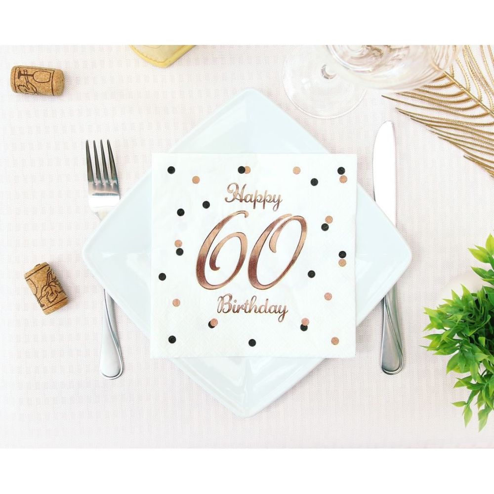 Serwetki urodzinowe - GoDan - Happy 60 Birthday, 20 szt.