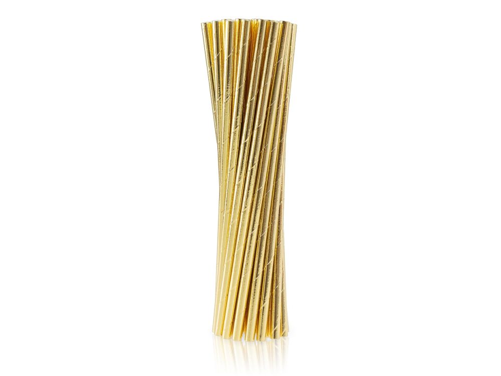 Paper straws - GoDan - gold, 19.5 cm, 24 pcs.