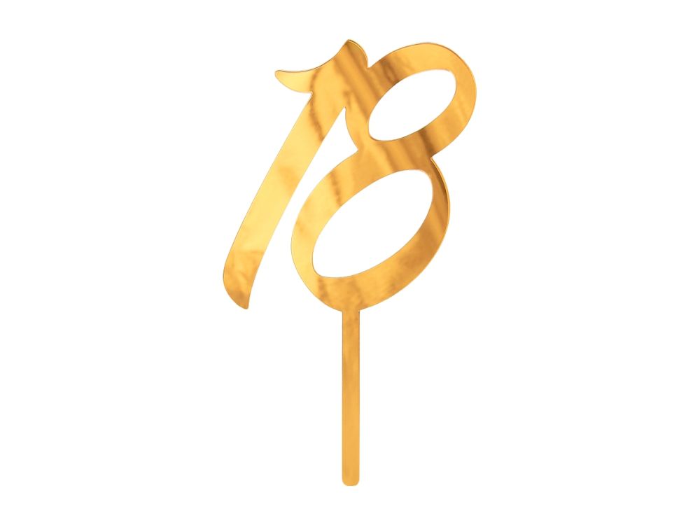 Acrylic cake topper number 18 - GoDan - gold