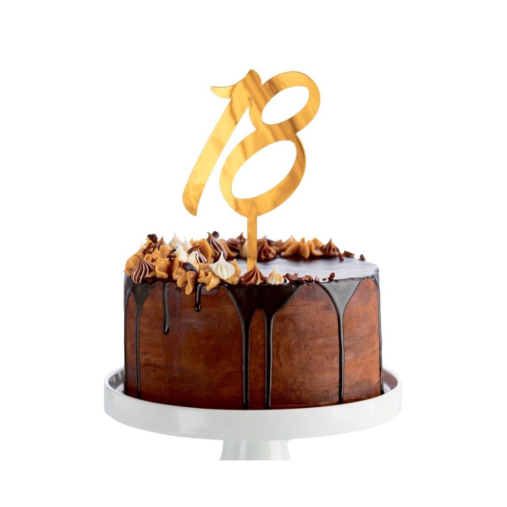 Acrylic cake topper number 18 - GoDan - gold