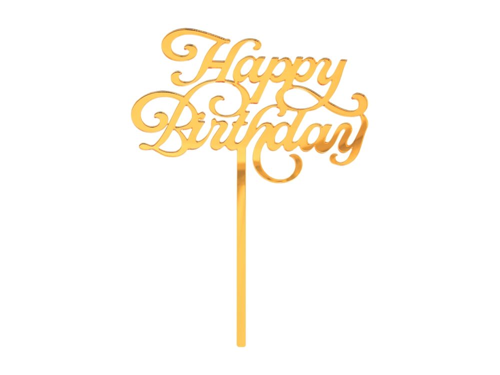 Cake topper - GoDan - gold, Happy Birthday