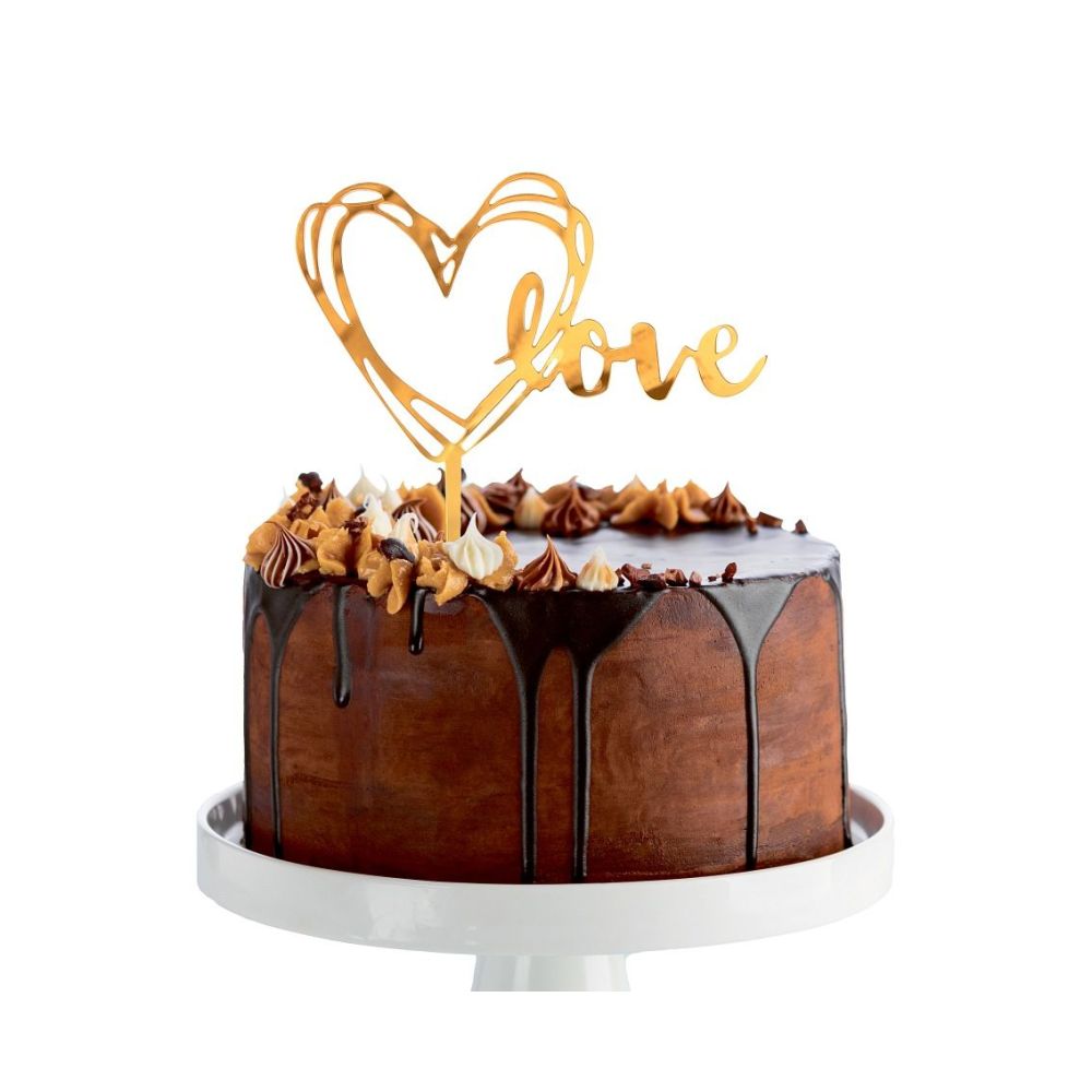 Acrylic cake topper Love - GoDan - gold