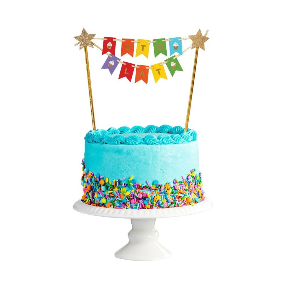 Cake Topper Happy Birthday Glitter Gold