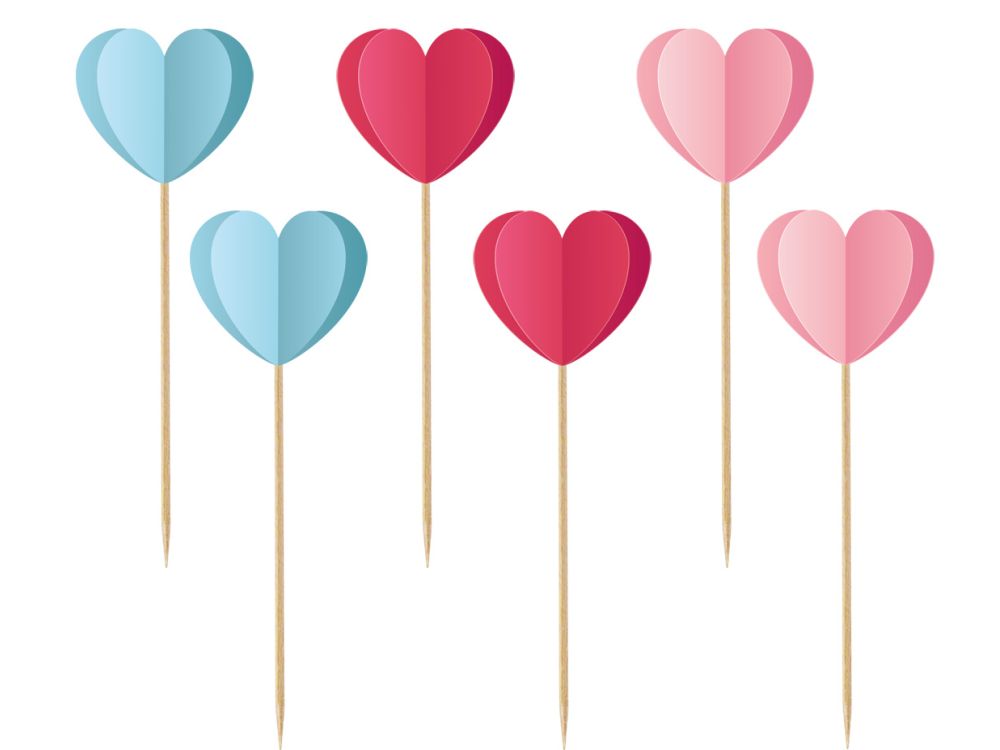 Muffin toppers - GoDan - Hearts, mix, 6 pcs.