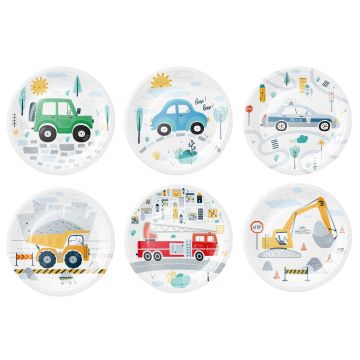 Paper plates - Cars, mix, 18 cm, 6 pcs.
