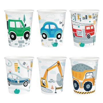 Paper cups - Cars, mix, 220 ml, 6 pcs.