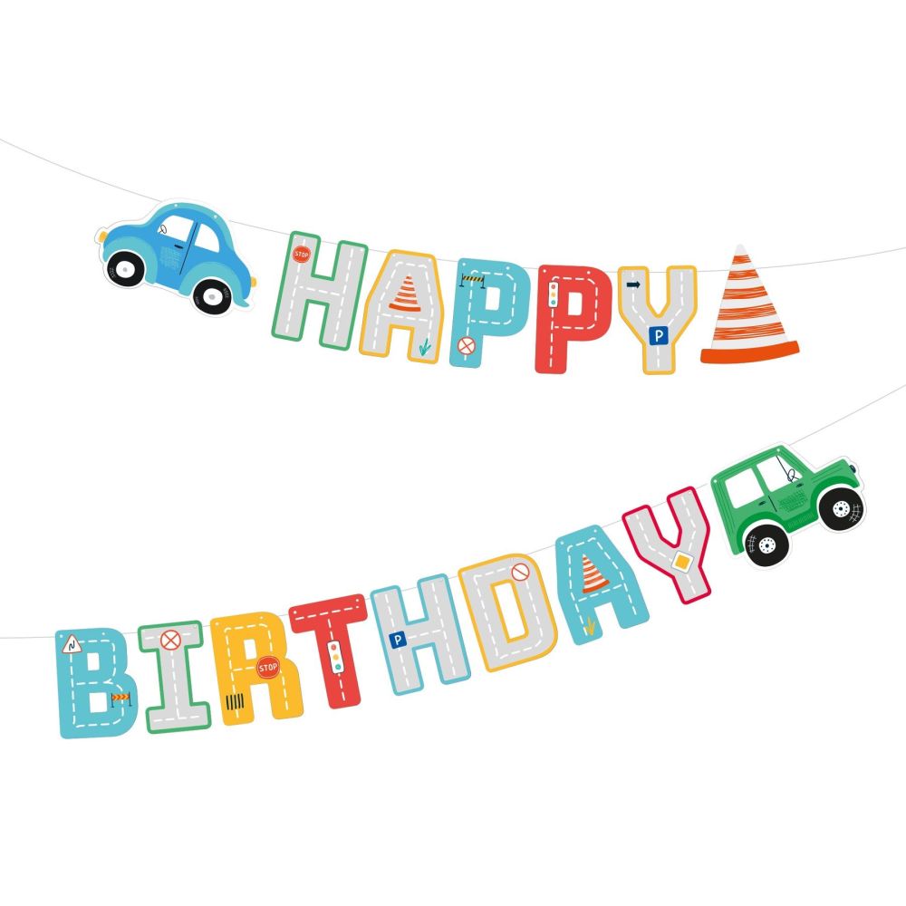 Banner Happy Birthday - Cars, 17 x 250 cm