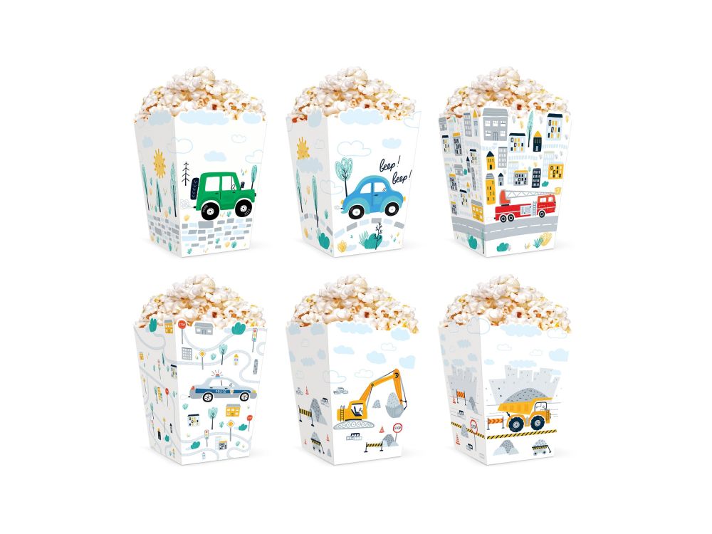 Popcorn boxes - Cars, 6 pcs.