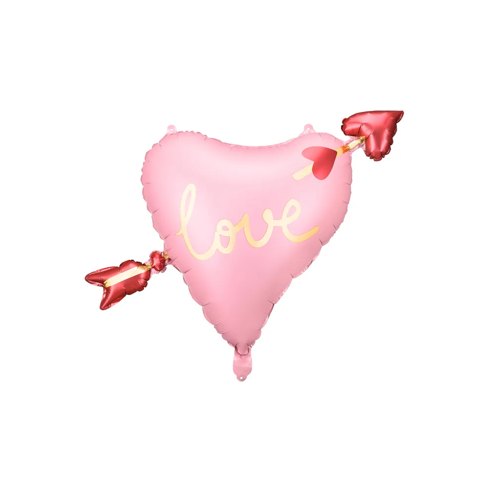 Foil balloon, Heart - PartyDeco - Love, pink, 66 x 48 cm