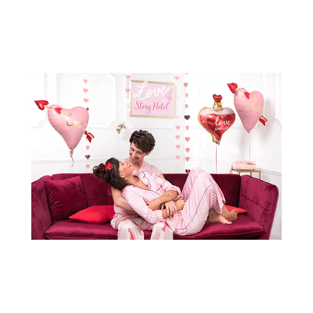 Foil balloon, Heart - PartyDeco - Love, pink, 66 x 48 cm
