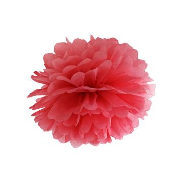 Pompon bibułowy - PartyDeco - czerwony, 25 cm