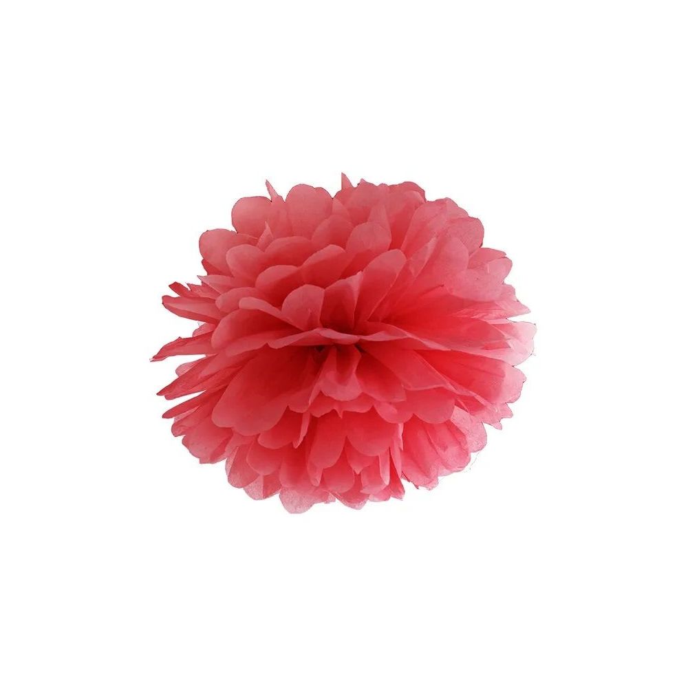 Tissue paper decoration - PartyDeco - Pompom, red, 25 cm