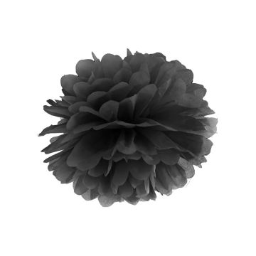 Pompon bibułowy - PartyDeco - czarny, 25 cm