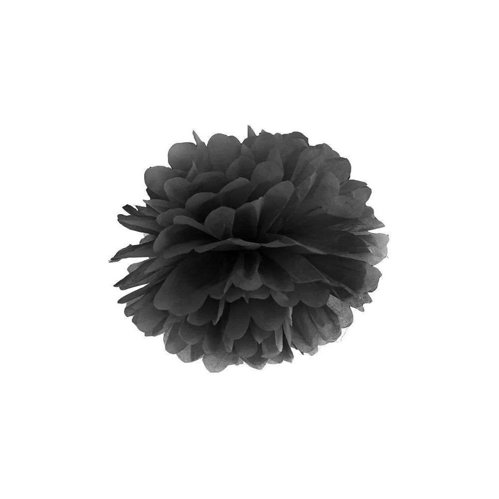 Pompon bibułowy - PartyDeco - czarny, 25 cm