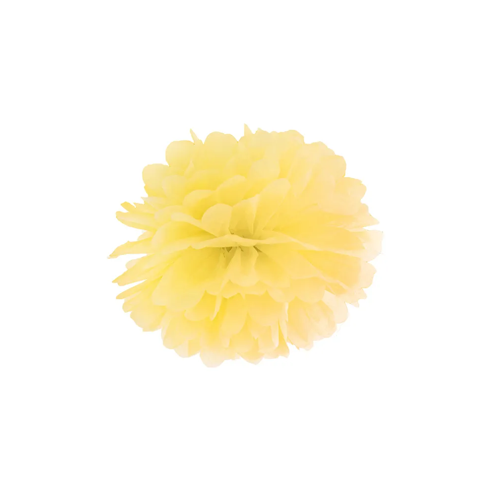 Pompon bibułowy - PartyDeco - żółty, 25 cm