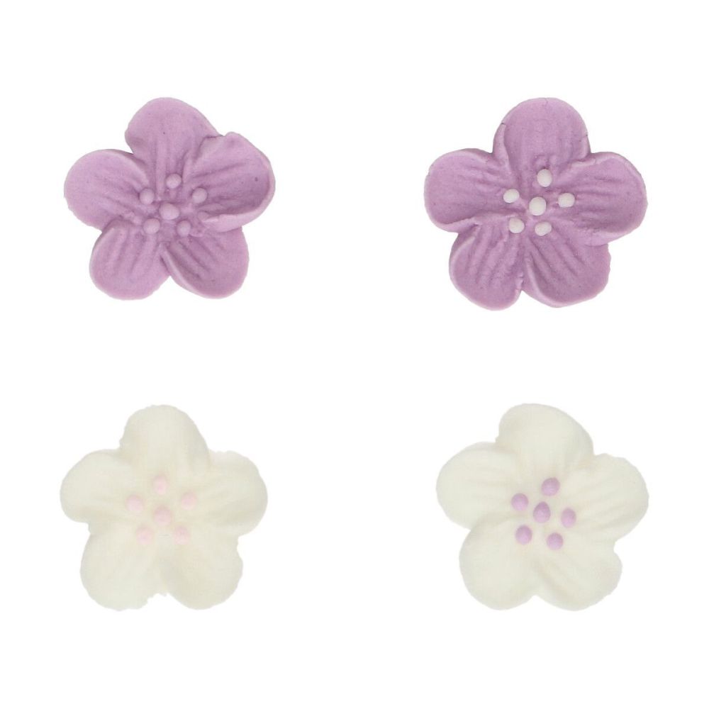 Dekoracje cukrowe - FunCakes - Kwiatki, fioletowe i białe, 24 szt.