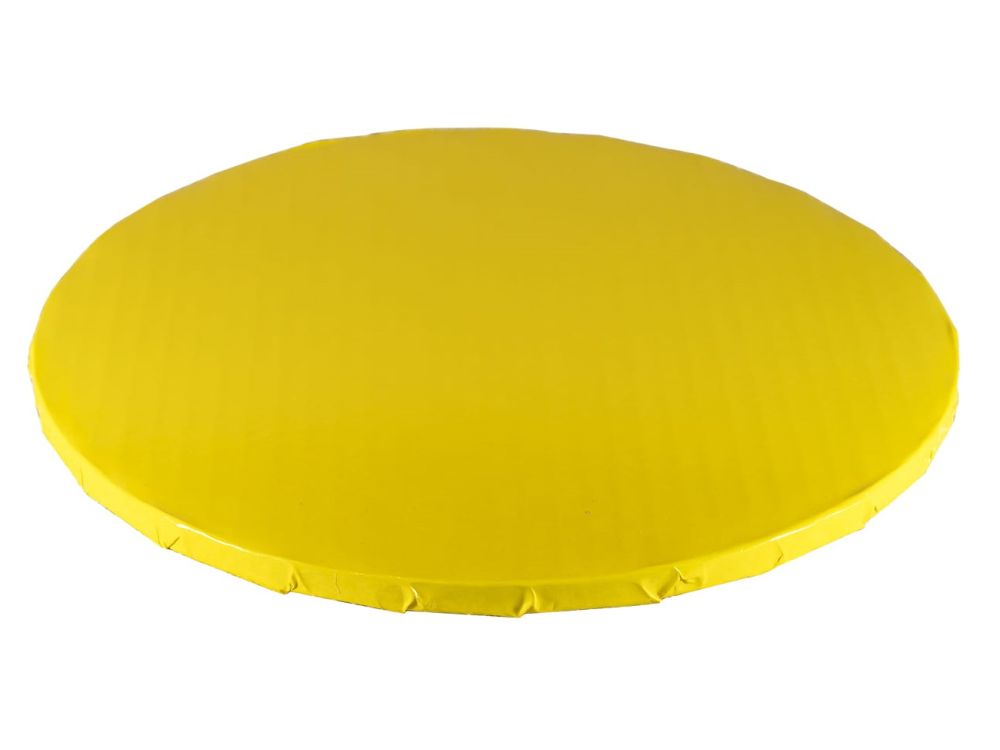 Podkład pod tort okrągły - gruby, żółty, 25 cm