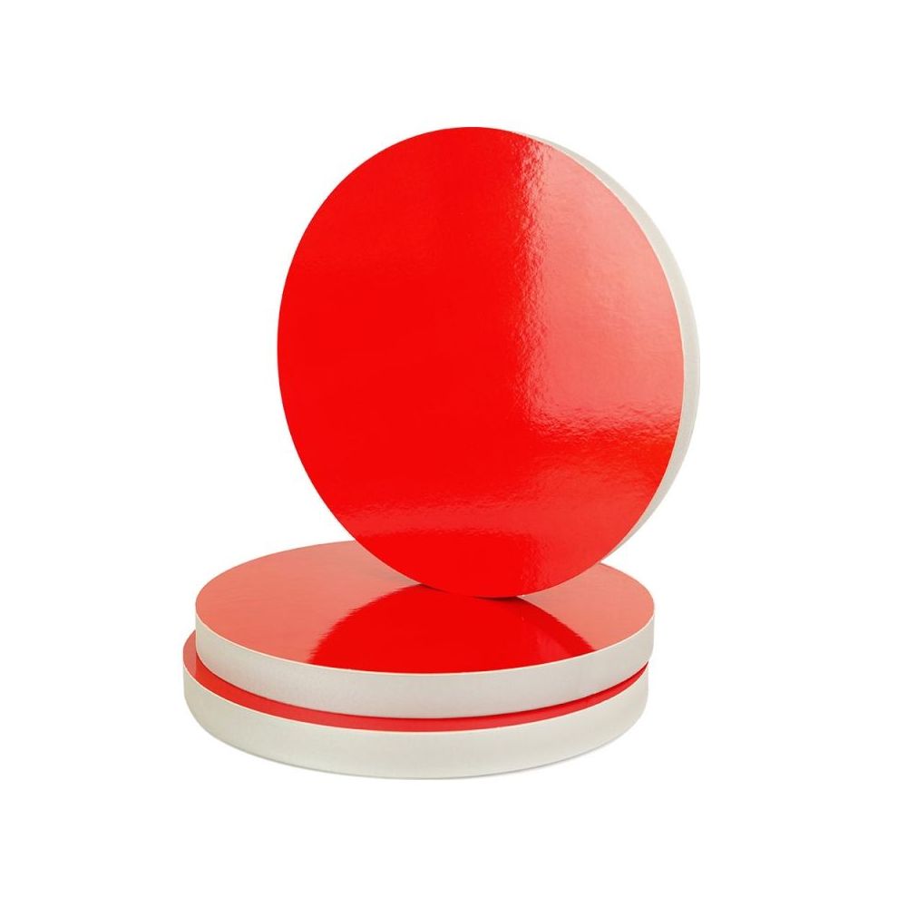 Round cake base - thick, polystyrene, red, 24 cm