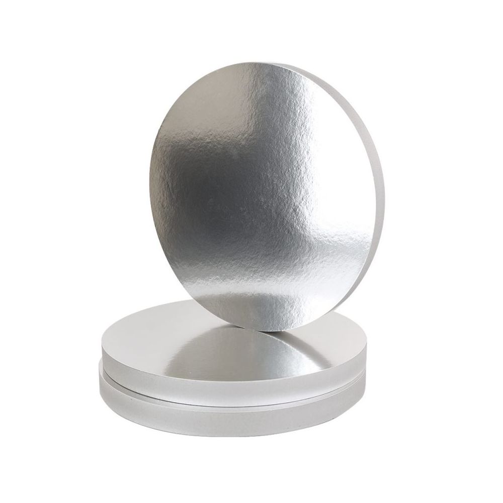 Round cake base - thick, polystyrene, silver, 24 cm