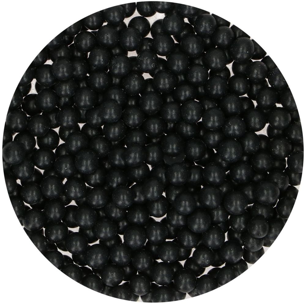 Sugar sprinkles - FunCakes - Pearls, Large Black, 80 g
