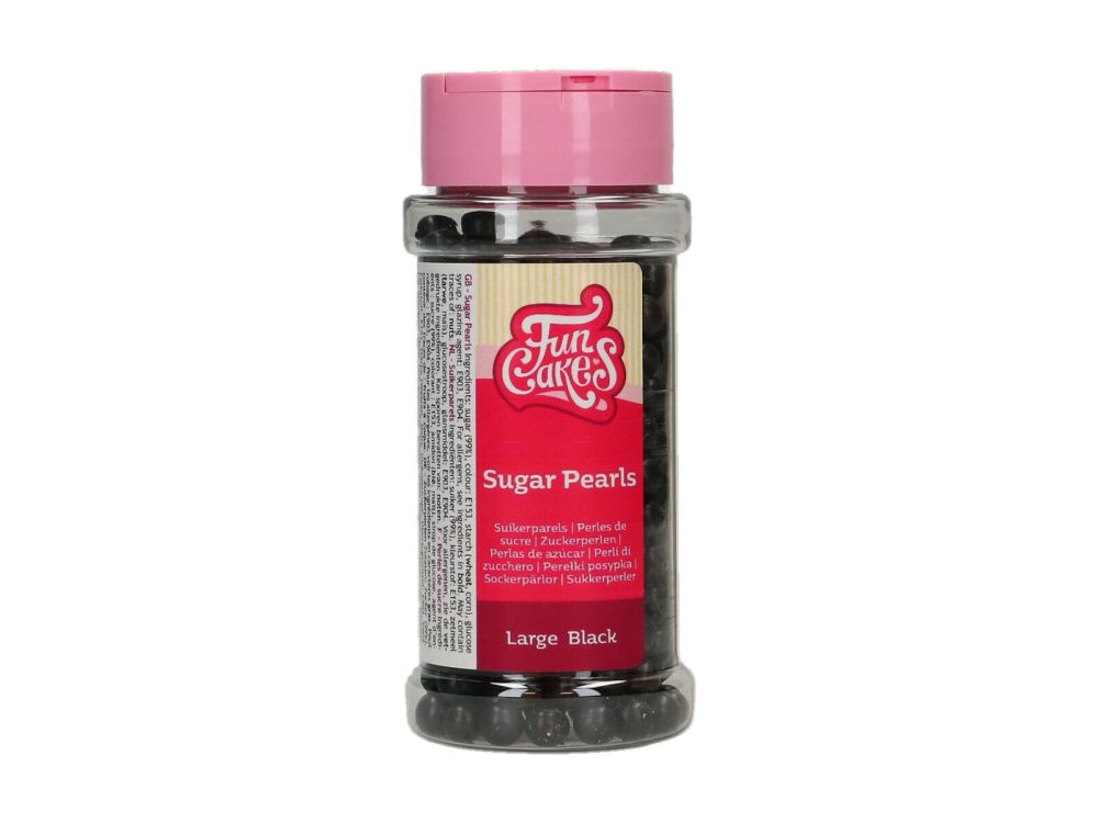 Sugar sprinkles - FunCakes - Pearls, Large Black, 80 g