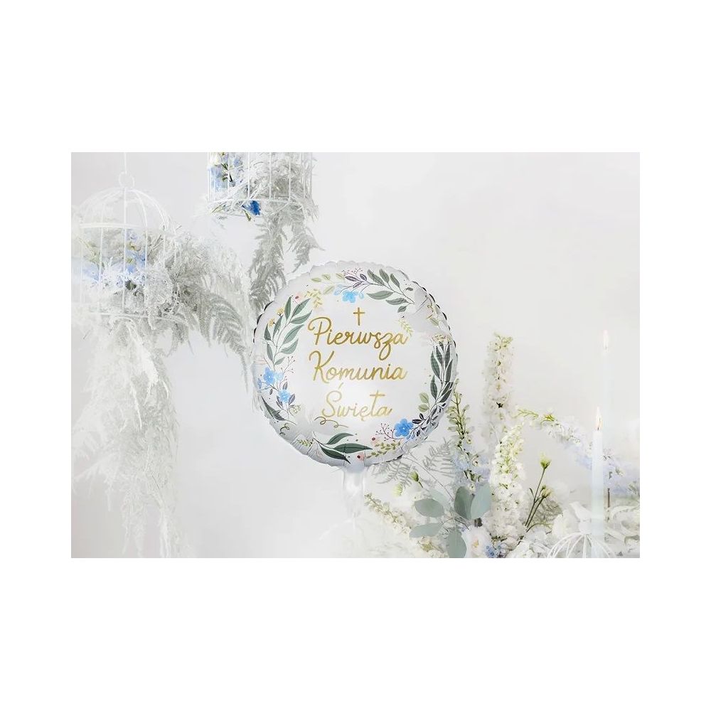 Foil balloon, First Holy Communion - PartyDeco - round, 35 cm