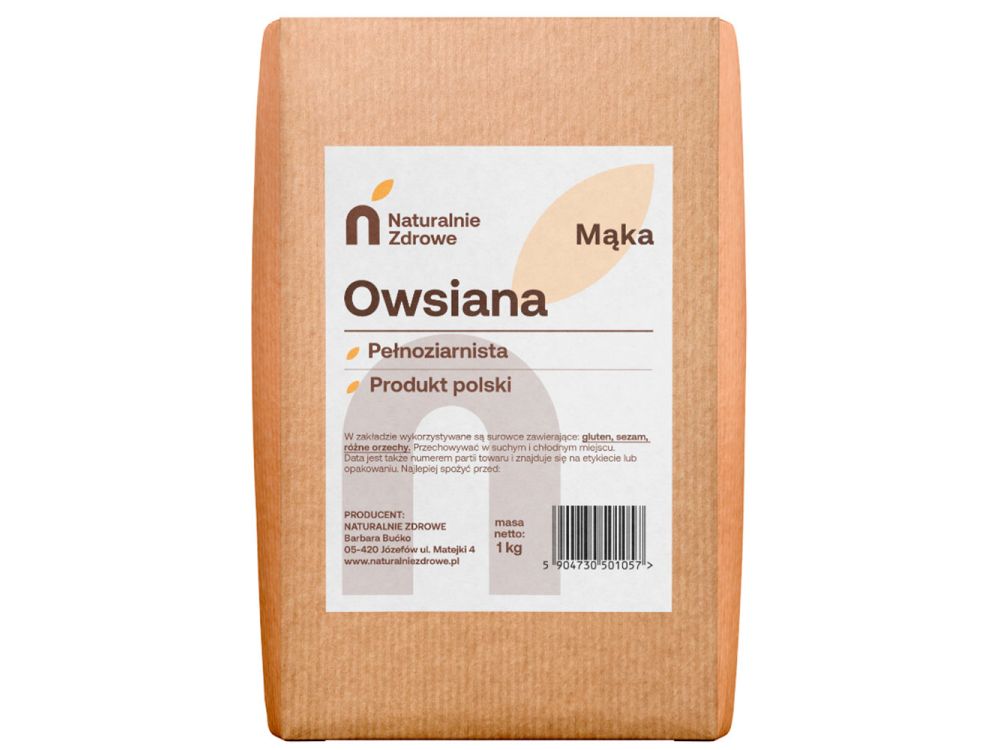 Mąka Owsiana - Naturalnie Zdrowe - pełnoziarnista, 1 kg