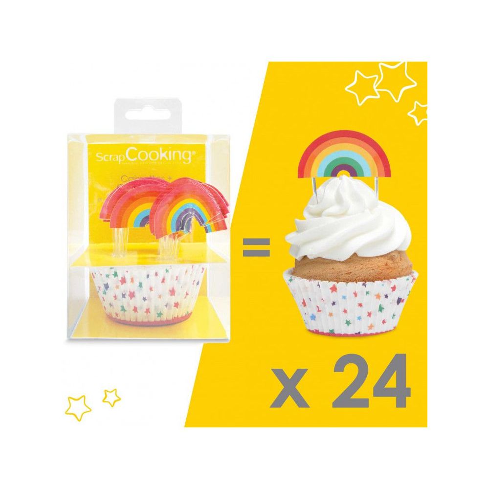 Muffin cases and toppers - ScrapCooking - Rainbow, 24 pcs.