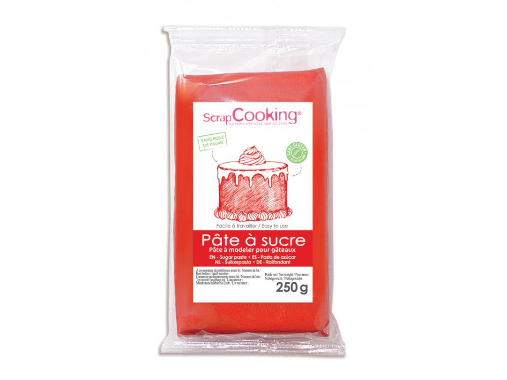 Masa cukrowa - ScrapCooking - czerwona, 250 g