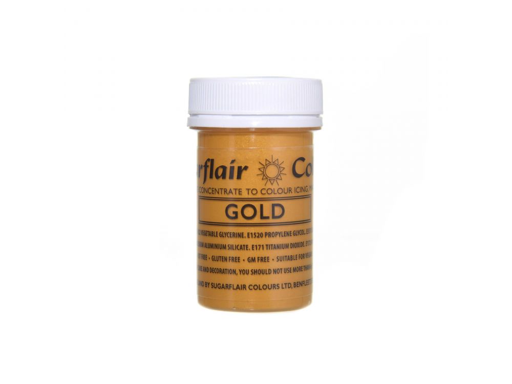 Barwnik w paście satynowy - Sugarflair - złoty, 25 g