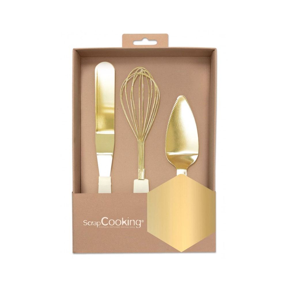 Set of utensils - ScrapCooking - gold, 3 pcs.