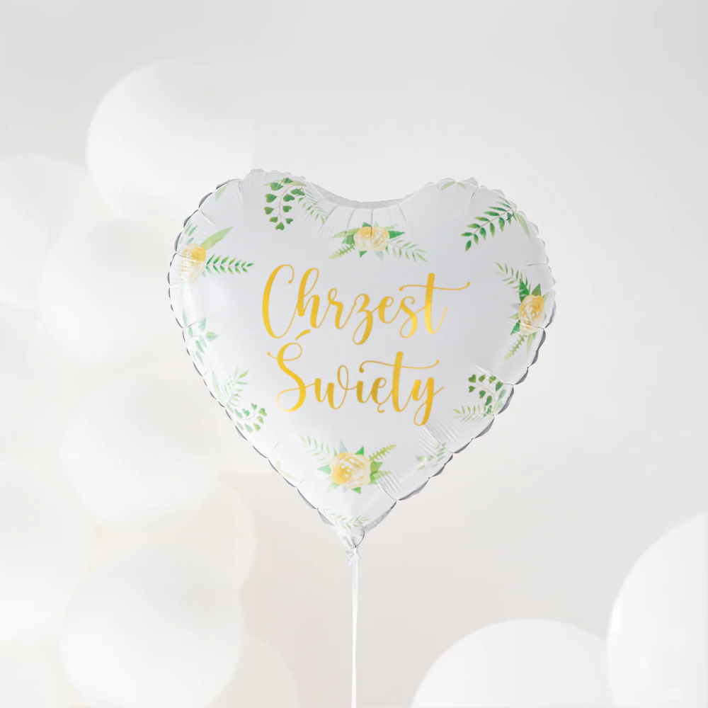 Foil balloon, Chrzest Święty - heart, 45 cm