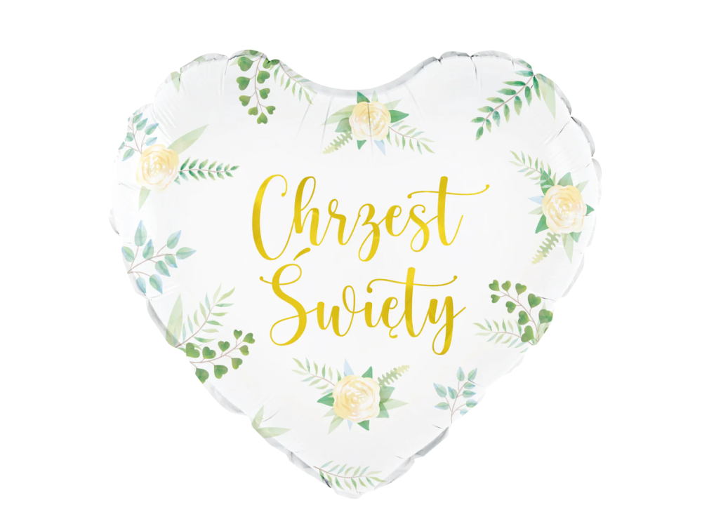 Foil balloon, Chrzest Święty - heart, 45 cm