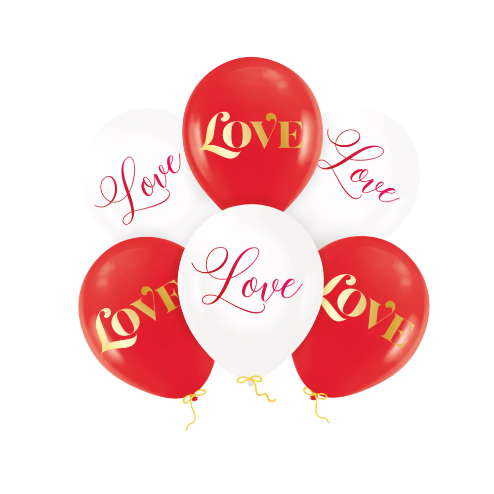 Eco Latex Balloons - Love, mix, 30 cm, 6 pcs.