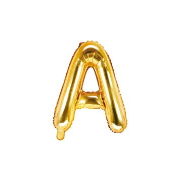Foil balloon, metallic - PartyDeco - gold, letter A, 35 cm