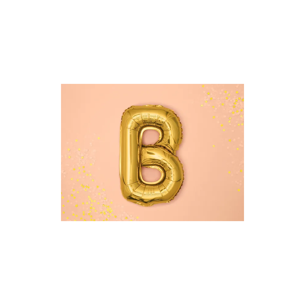 Balon foliowy, metalizowany - PartyDeco - złoty, litera B, 35 cm