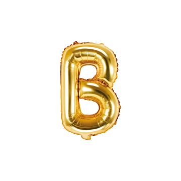 Foil balloon, metallic - PartyDeco - gold, letter B, 35 cm