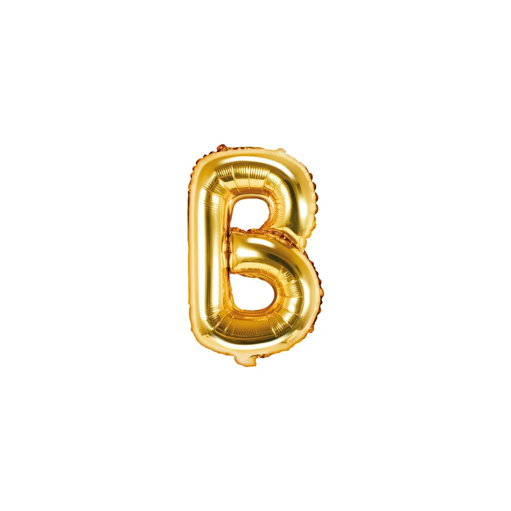 Foil balloon, metallic - PartyDeco - gold, letter B, 35 cm
