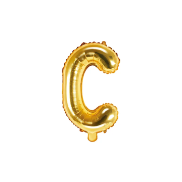 Balon foliowy, metalizowany - PartyDeco - złoty, litera C, 35 cm