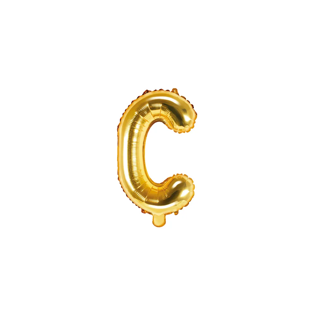 Balon foliowy, metalizowany - PartyDeco - złoty, litera C, 35 cm