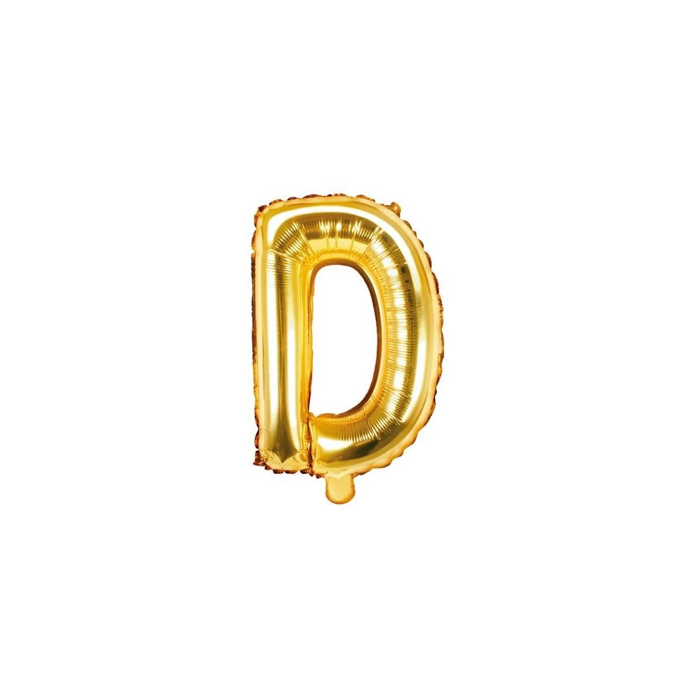 Foil balloon, metallic - PartyDeco - gold, letter D, 35 cm