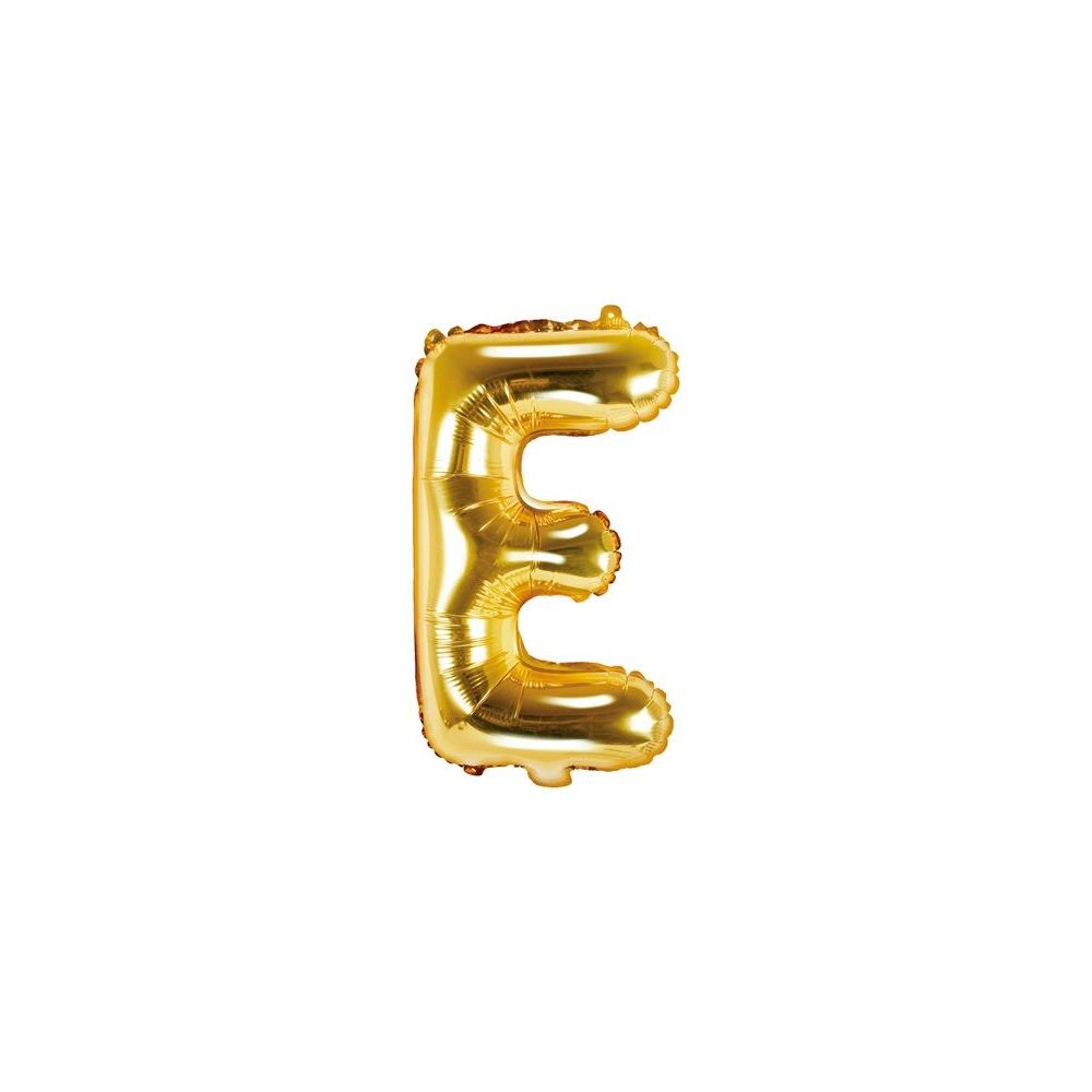 Foil balloon, metallic - PartyDeco - gold, letter E, 35 cm