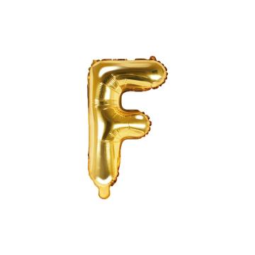 Foil balloon, metallic - PartyDeco - gold, letter F, 35 cm