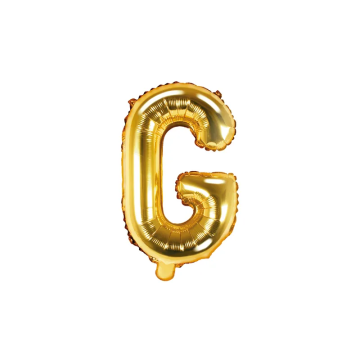 Foil balloon, metallic - PartyDeco - gold, letter G, 35 cm