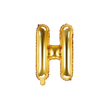 Foil balloon, metallic - PartyDeco - gold, letter H, 35 cm